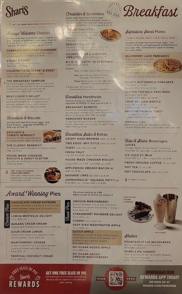 Shari's Cafe and Pies Menu - Image 2